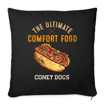 Coney Dogs Ultimate Comfort Food Drôle de restauration rapide L - Housse de coussin décorative 45 x 45 cm - noir - Devant