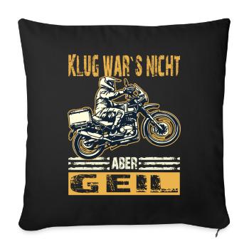 Biker Motorrad Boxer Spruch Abenteuer Klug - Sofakissenbezug 45 x 45 cm - Schwarz - Vorne