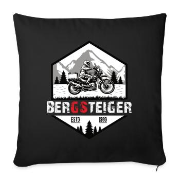 Biker Motorrad Boxer Spruch Abenteuer Bergsteiger - Sofakissenbezug 45 x 45 cm - Schwarz - Vorne