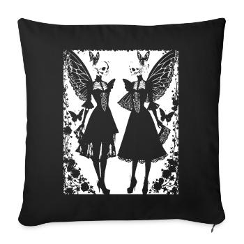 Fairycore Ästhetik Skelett Fee Goth Gothic G - Sofakissenbezug 45 x 45 cm - Schwarz - Vorne
