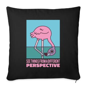 Flamingo voit les choses sous un angle différent - Housse de coussin décorative 45 x 45 cm - noir - Devant
