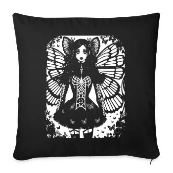 Fairycore Esthétique Squelette Fée Goth Grunge G - Housse de coussin décorative 45 x 45 cm - noir - Devant