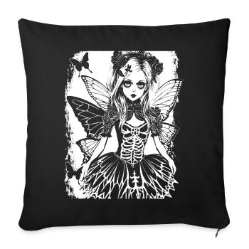 Fairycore Ästhetik Grunge Skelett Fee Goth G - Sofakissenbezug 45 x 45 cm - Schwarz - Vorne