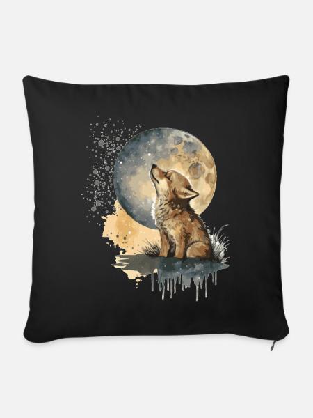 Cub Scout heult den Mond an - Sofakissenbezug 45 x 45 cm - Schwarz