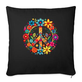 Peace and Flower Sign Hippie Lover Beautiful Cute - Sofa pillowcase 17,3'' x 17,3'' (45 x 45 cm) - black - Front
