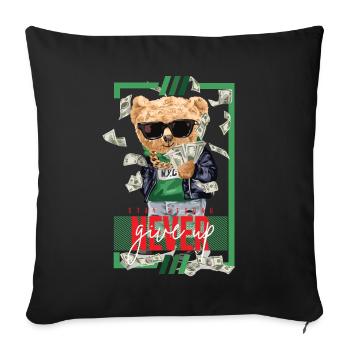 Ours riche en argent - restez fort et n’abandonnez jamais - Housse de coussin décorative 45 x 45 cm - noir - Devant