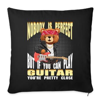 Guitare Teddy Bear - Personne n’est parfait - Guitariste - Housse de coussin décorative 45 x 45 cm - noir - Devant