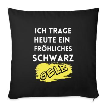 Je porte un Dortmund noir et jaune joyeux - Housse de coussin décorative 45 x 45 cm - noir - Devant