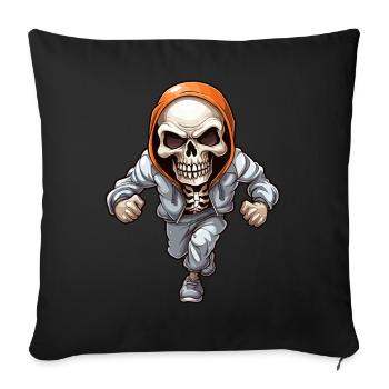 Crâne dans la conception de combinaison de jogging - Housse de coussin décorative 45 x 45 cm - noir - Devant