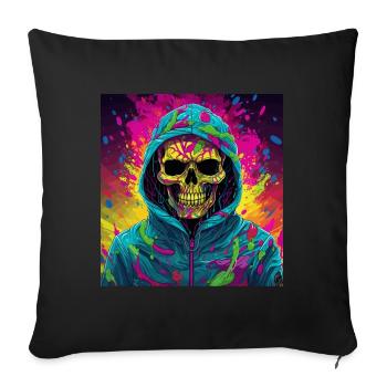 Cooler Skull Totenkopf für deinen coolen Look - Sofakissenbezug 45 x 45 cm - Schwarz - Vorne
