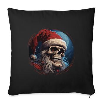 Dark Spell: Le crâne du Père Noël Crâne - Housse de coussin décorative 45 x 45 cm - noir - Devant
