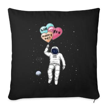 Will you Marry Me, Astronaut in space - Sofa pillowcase 17,3'' x 17,3'' (45 x 45 cm) - black - Front