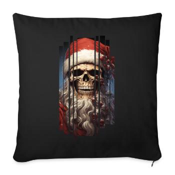 Dark Spell: Le crâne du Père Noël Crâne - Housse de coussin décorative 45 x 45 cm - noir - Devant