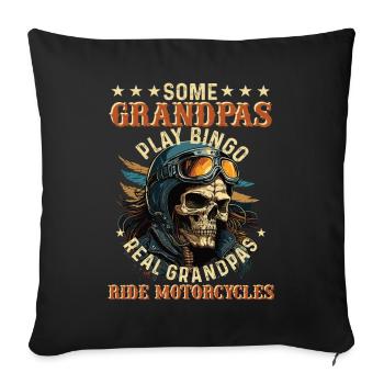 Grandpas Play Bingo - De vrais grands-pères conduisent une moto - Housse de coussin décorative 45 x 45 cm - noir - Devant