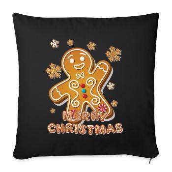 Gingerbread Man Gingerbread Man Merry Christmas - Sofa pillowcase 17,3'' x 17,3'' (45 x 45 cm) - black - Front
