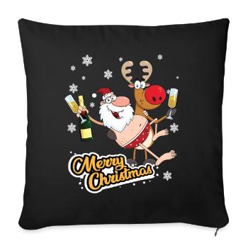 Merry Christmas Santa Party Reindeer - Sofa pillowcase 17,3'' x 17,3'' (45 x 45 cm) - black - Front