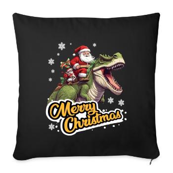 Dino T-Rex, merry christmas, christmas, nicholas - Sofa pillowcase 17,3'' x 17,3'' (45 x 45 cm) - black - Front