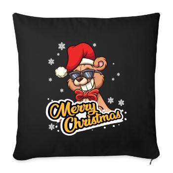 Noël Saint-Nicolas joyeux Noël ours - Housse de coussin décorative 45 x 45 cm - noir - Devant