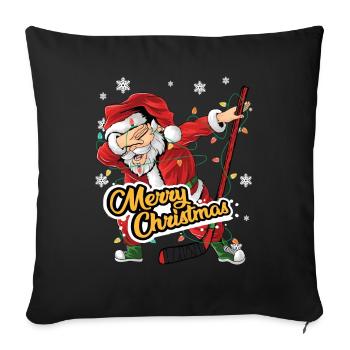 dabbender Weihnachtsmann merry christmas hockey - Sofakissenbezug 45 x 45 cm - Schwarz - Vorne