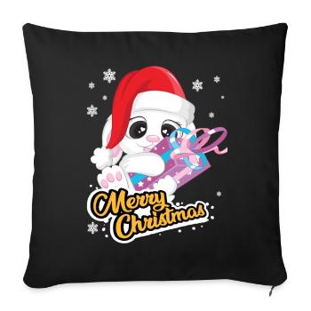 lapin mignon, joyeux Noël, Noël, Nicholas - Housse de coussin décorative 45 x 45 cm - noir - Devant