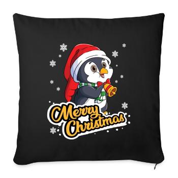 penguin merry christmas, christmas, nicholas - Sofa pillowcase 17,3'' x 17,3'' (45 x 45 cm) - black - Front