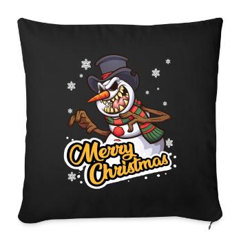 angry snowman, merry christmas, christmas - Sofa pillowcase 17,3'' x 17,3'' (45 x 45 cm) - black - Front