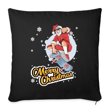Christmas Santa Claus Merry Christmas Skater - Sofa pillowcase 17,3'' x 17,3'' (45 x 45 cm) - black - Front