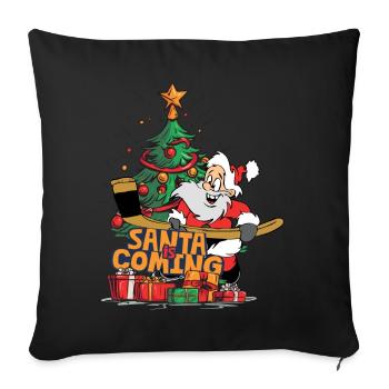 Noël Père Noël Nicholas Hockey Hockey sur glace - Housse de coussin décorative 45 x 45 cm - noir - Devant