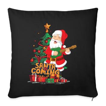 Christmas Santa Claus St. Nicholas Guitar - Sofa pillowcase 17,3'' x 17,3'' (45 x 45 cm) - black - Front
