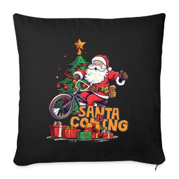 Christmas Santa Claus St. Nicholas Bicycle - Sofa pillowcase 17,3'' x 17,3'' (45 x 45 cm) - black - Front
