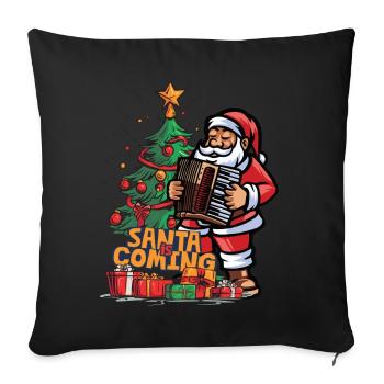 Christmas Santa Claus St. Nicholas Accordion - Sofa pillowcase 17,3'' x 17,3'' (45 x 45 cm) - black - Front