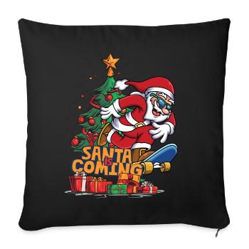 Père Noël Père Noël Père Noël Skateboard - Housse de coussin décorative 45 x 45 cm - noir - Devant