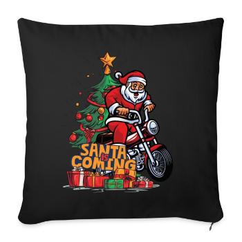 Christmas Santa Claus St. Nicholas Motorcycle - Sofa pillowcase 17,3'' x 17,3'' (45 x 45 cm) - black - Front