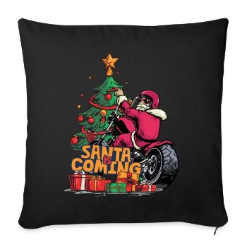 Christmas Santa Claus St. Nicholas Motorcycle - Sofa pillowcase 17,3'' x 17,3'' (45 x 45 cm) - black - Front