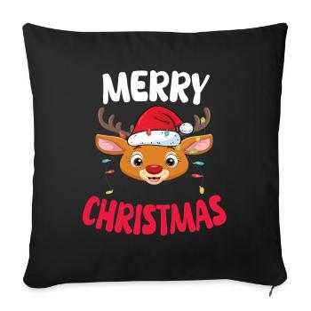 Drôle Renne Noël Famille Joyeux Noël - Housse de coussin décorative 45 x 45 cm - noir - Devant