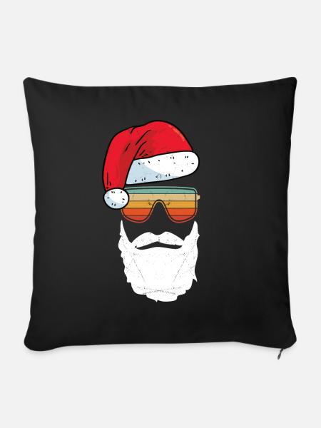 Santa Face Retro Sunglasses Christmas Xmas - Sofakissenbezug 45 x 45 cm - Schwarz