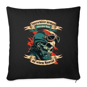 Alter Mann Motorrad Motorradfahrer Biker - Sofakissenbezug 45 x 45 cm - Schwarz - Vorne