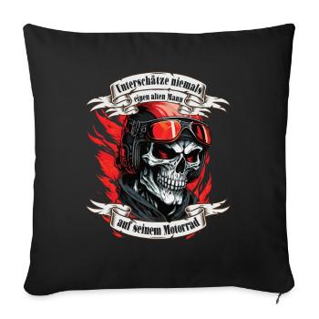 Alter Mann Motorrad Motorradfahrer Biker - Sofakissenbezug 45 x 45 cm - Schwarz - Vorne