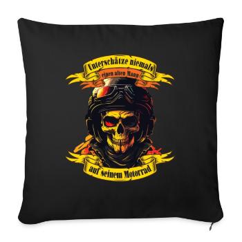 Alter Mann Motorrad Motorradfahrer Biker - Sofakissenbezug 45 x 45 cm - Schwarz - Vorne