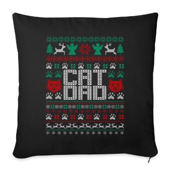 Papa chat de Noël laid - Housse de coussin décorative 45 x 45 cm - noir - Devant