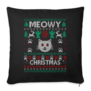 Dame chat de Noël - Housse de coussin décorative 45 x 45 cm - noir - Devant