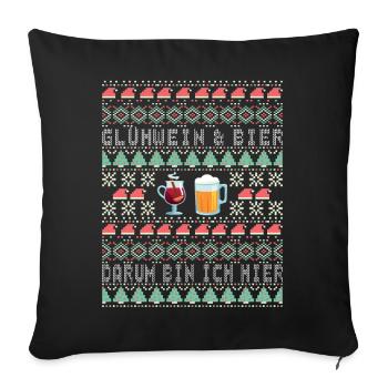 Marché de Noël du vin chaud et de la bière moche G - Housse de coussin décorative 45 x 45 cm - noir - Devant