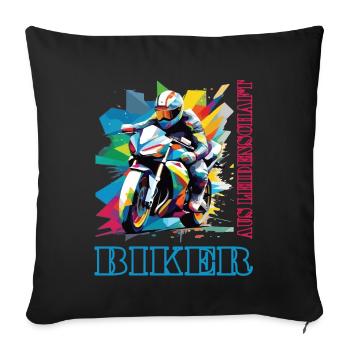 Motorrad Motorradfahrer Biker aus Leidenschaft - Sofakissenbezug 45 x 45 cm - Schwarz - Vorne