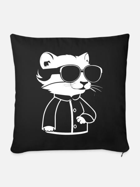 Frettchen mit Sonnenbrille Coole Frettchen - Sofakissenbezug 45 x 45 cm - Schwarz