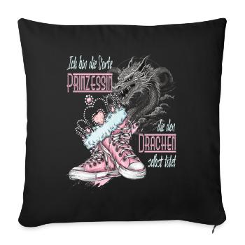 Frau - Prinzessen die den Drachen selber tötet - Sofakissenbezug 45 x 45 cm - Schwarz - Vorne