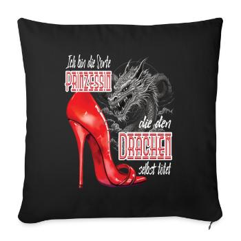 Frau - Prinzessen die den Drachen selber tötet - Sofakissenbezug 45 x 45 cm - Schwarz - Vorne