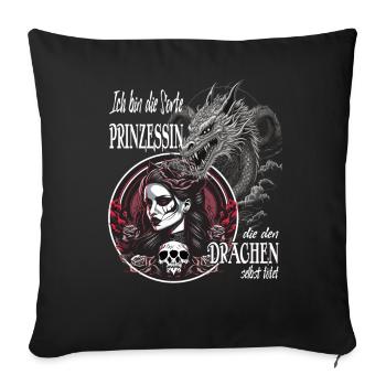 Frau - Prinzessen die den Drachen selber tötet - Sofakissenbezug 45 x 45 cm - Schwarz - Vorne