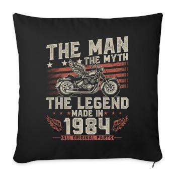 1984 Vintage Man Myth Legend Motorcycle - Sofa pillowcase 17,3'' x 17,3'' (45 x 45 cm) - black - Front