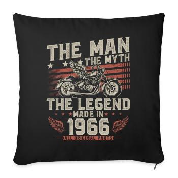 1966 Vintage homme mythe légende moto - Housse de coussin décorative 45 x 45 cm - noir - Devant