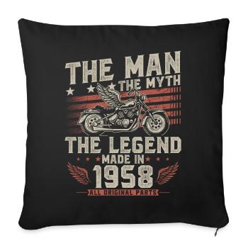 1958 Vintage Man Myth Legend Motorcycle - Sofa pillowcase 17,3'' x 17,3'' (45 x 45 cm) - black - Front